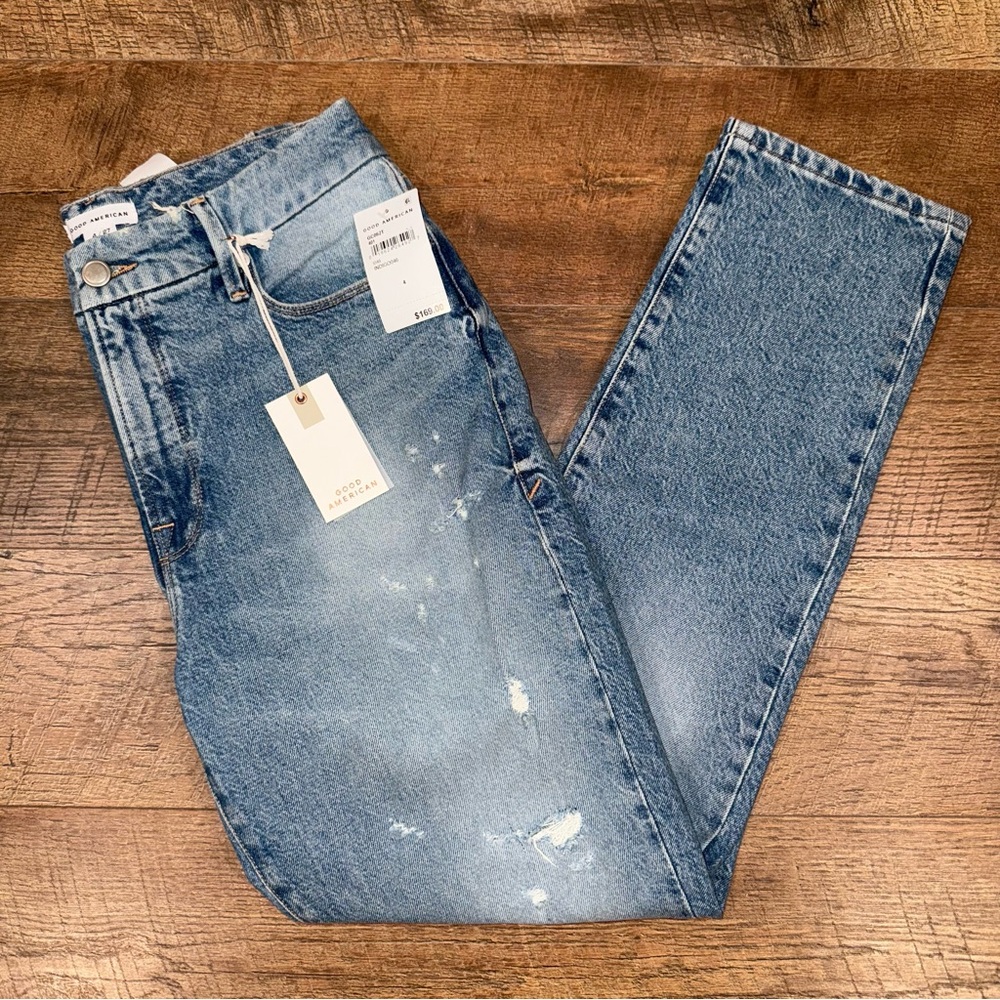 NEW Good American Good Classic Skinny Fit High-Rise Light Blue Jeans